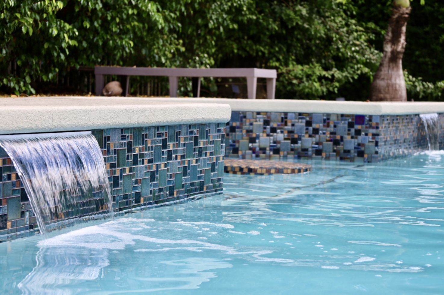Glass Tile Waterfall Feature